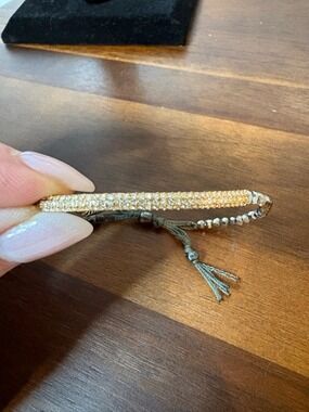Stella & Dot Faceted Crystal Beaded Adjustable Bracelet Gold Silver Tone